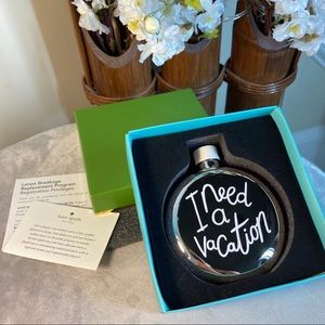 Kate Spade I need a vacation flask pale gold